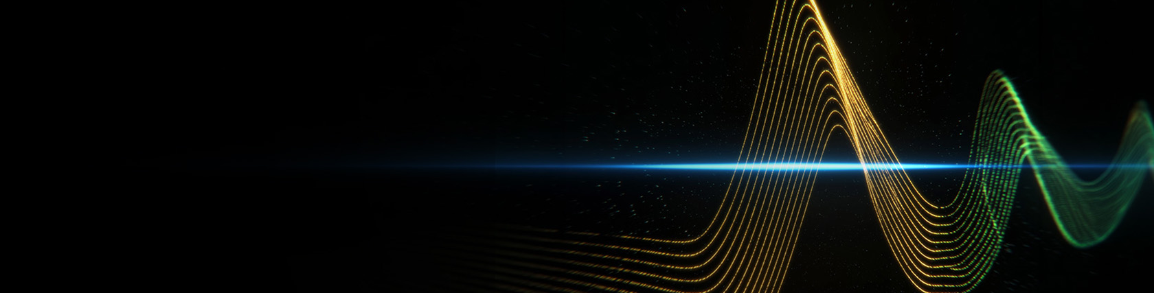 Abstract waveform made of layered light lines on a dark background, symbolizing voice signals and digital automation.