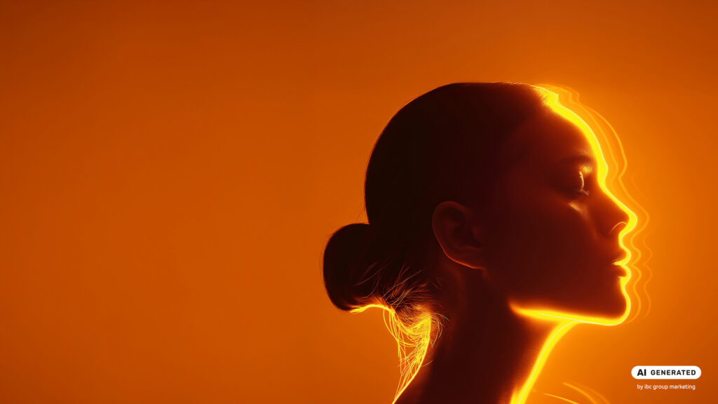 Glowing human profile silhouette symbolizing people-centered services.