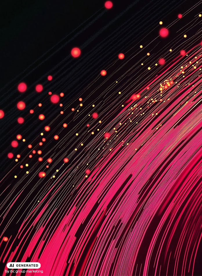 Dynamische datastromen en lichtpunten die datagedreven dienstverlening en onderbouwde besluitvorming symboliseren.